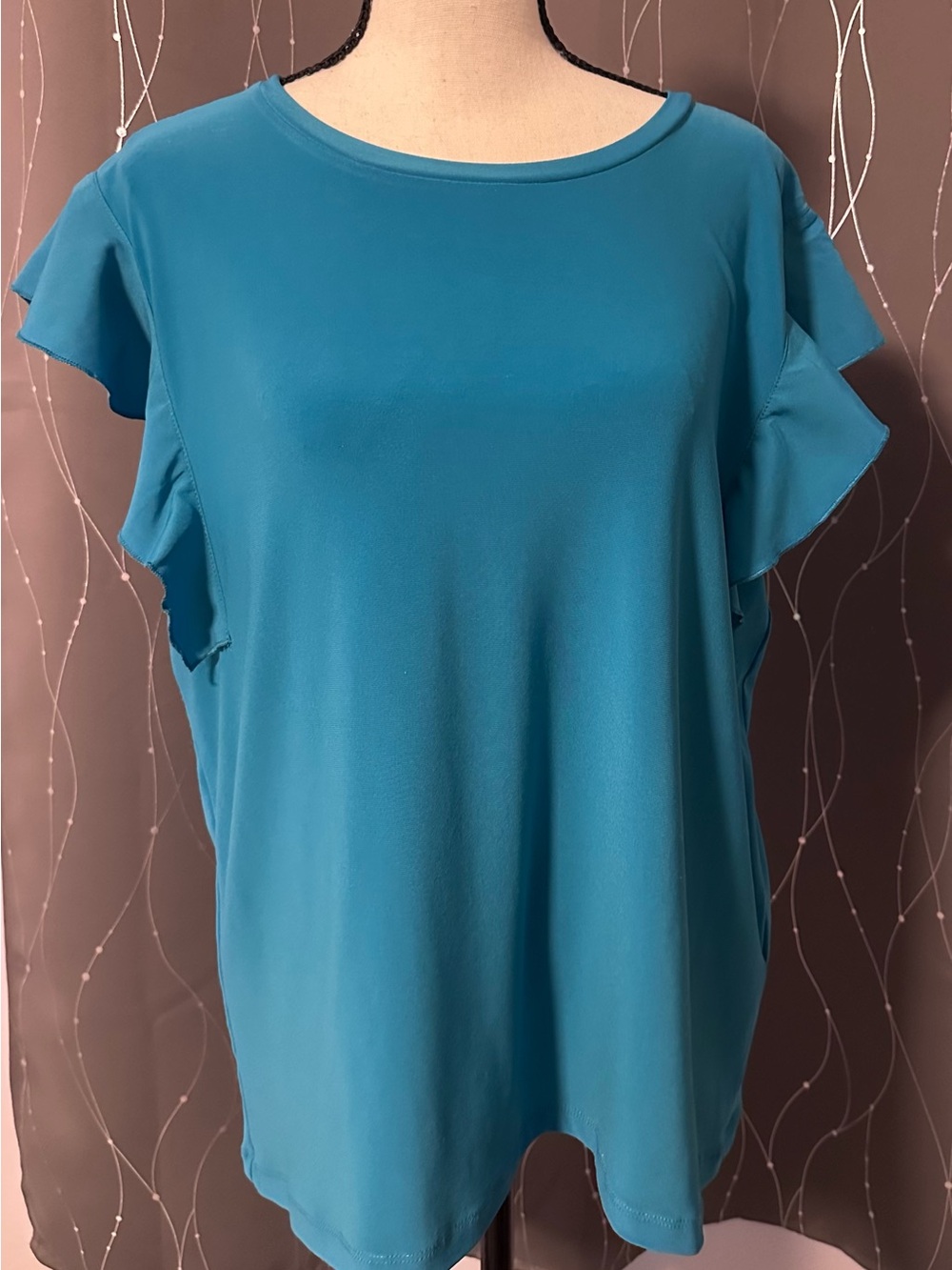DKNY Women's Flutter Short Sleeve Crewneck Top